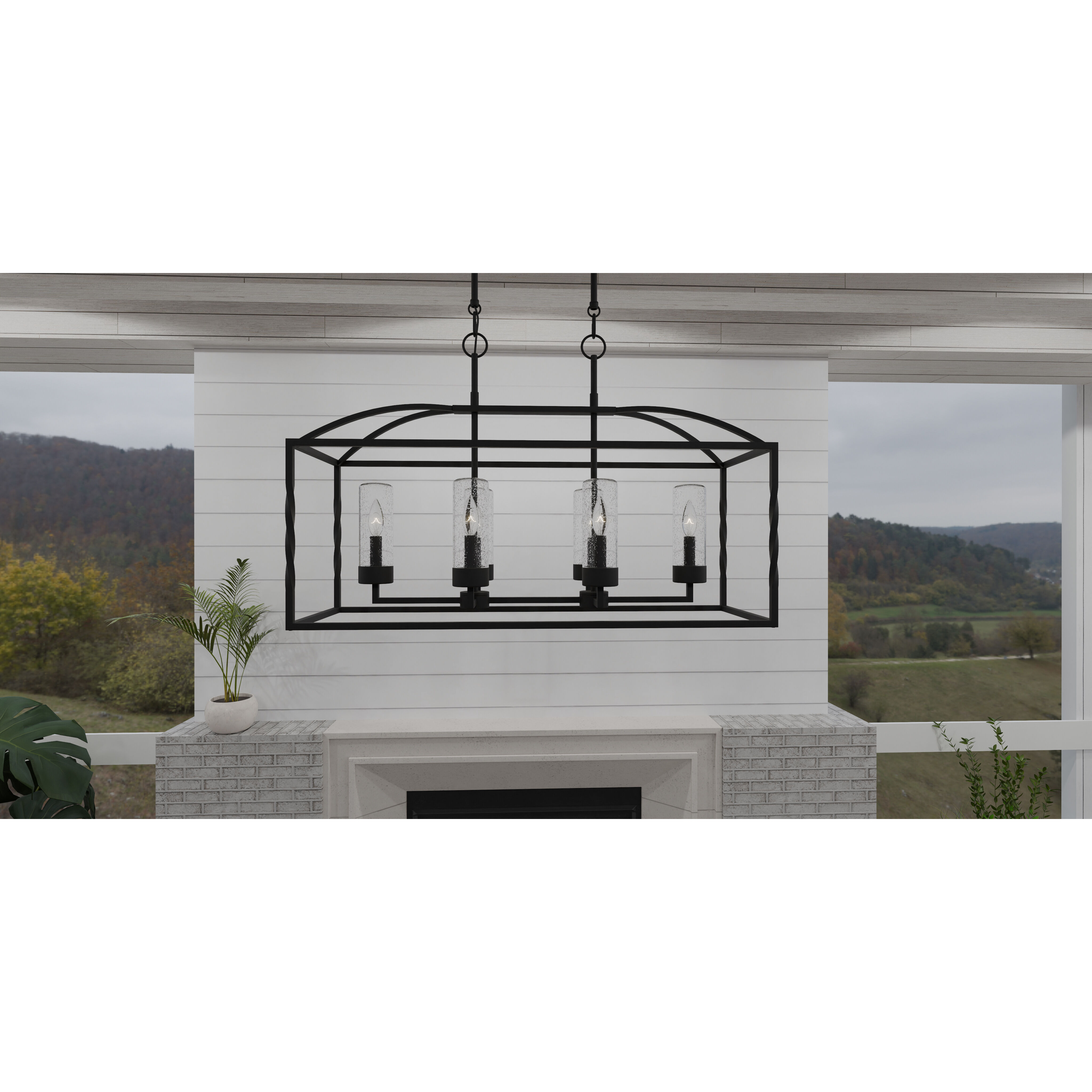 Thatcher 6 Light 36.5 inch Earth Black Outdoor Island Chandelier Ceiling Light