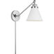 C&M by Chapman & Myers Wellfleet 15.88 inch 75 watt Matte White and Polished Nickel Task Sconce Wall Light in Matte White / Polished Nickel