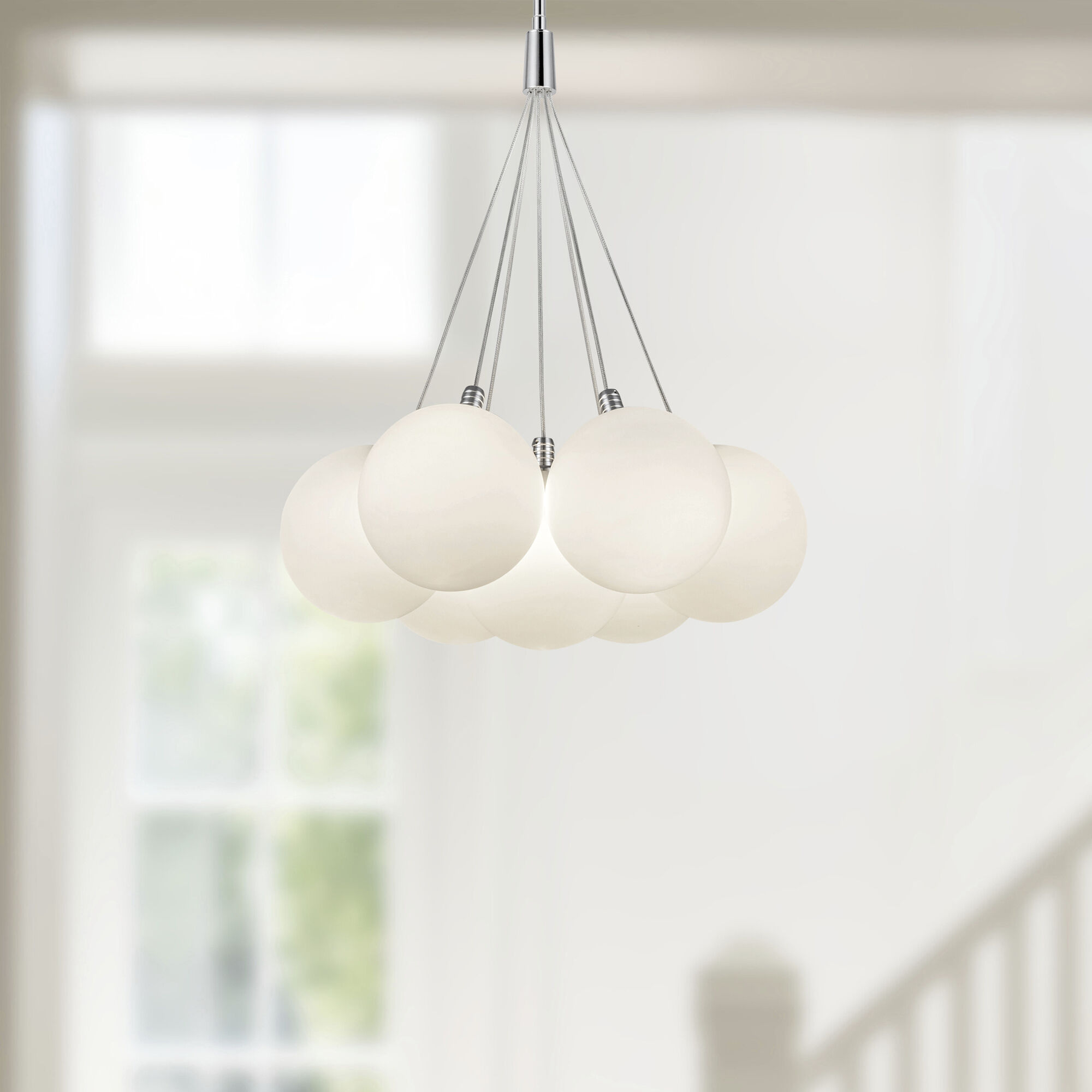 Bolla LED 16.5 inch Opal Glass Chandelier Ceiling Light in Steel, Matte Opal Glass