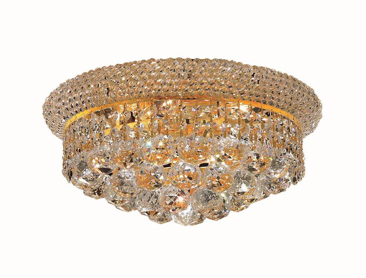 Primo 6 Light 14 inch Gold Flush Mount Ceiling Light in Royal Cut