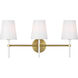 kate spade new york Monroe 3 Light 23 inch Burnished Brass Vanity Light Wall Light in Burnished Brass / Gloss White