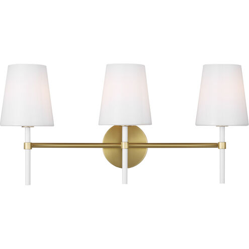 kate spade new york Monroe 3 Light 23 inch Burnished Brass Vanity Light Wall Light in Burnished Brass / Gloss White