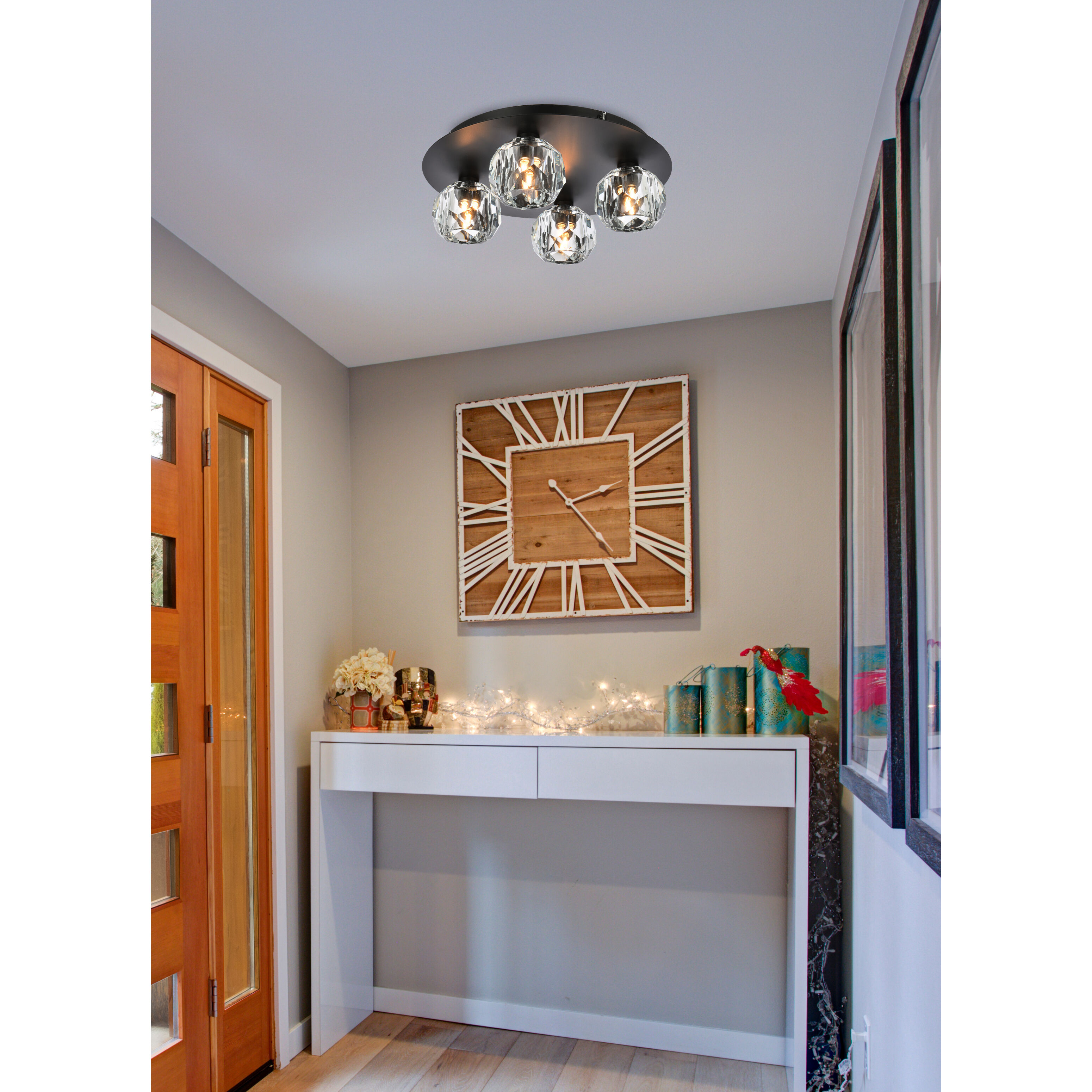 Graham 4 Light 14 inch Black Flush Mount Ceiling Light