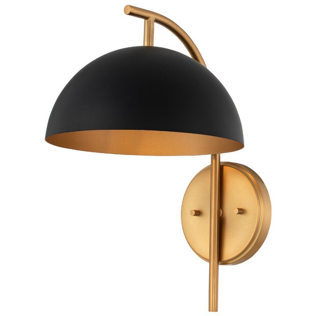 Marcel Wall Sconce Wall Light in Matte Black With New Brass, Matte Black