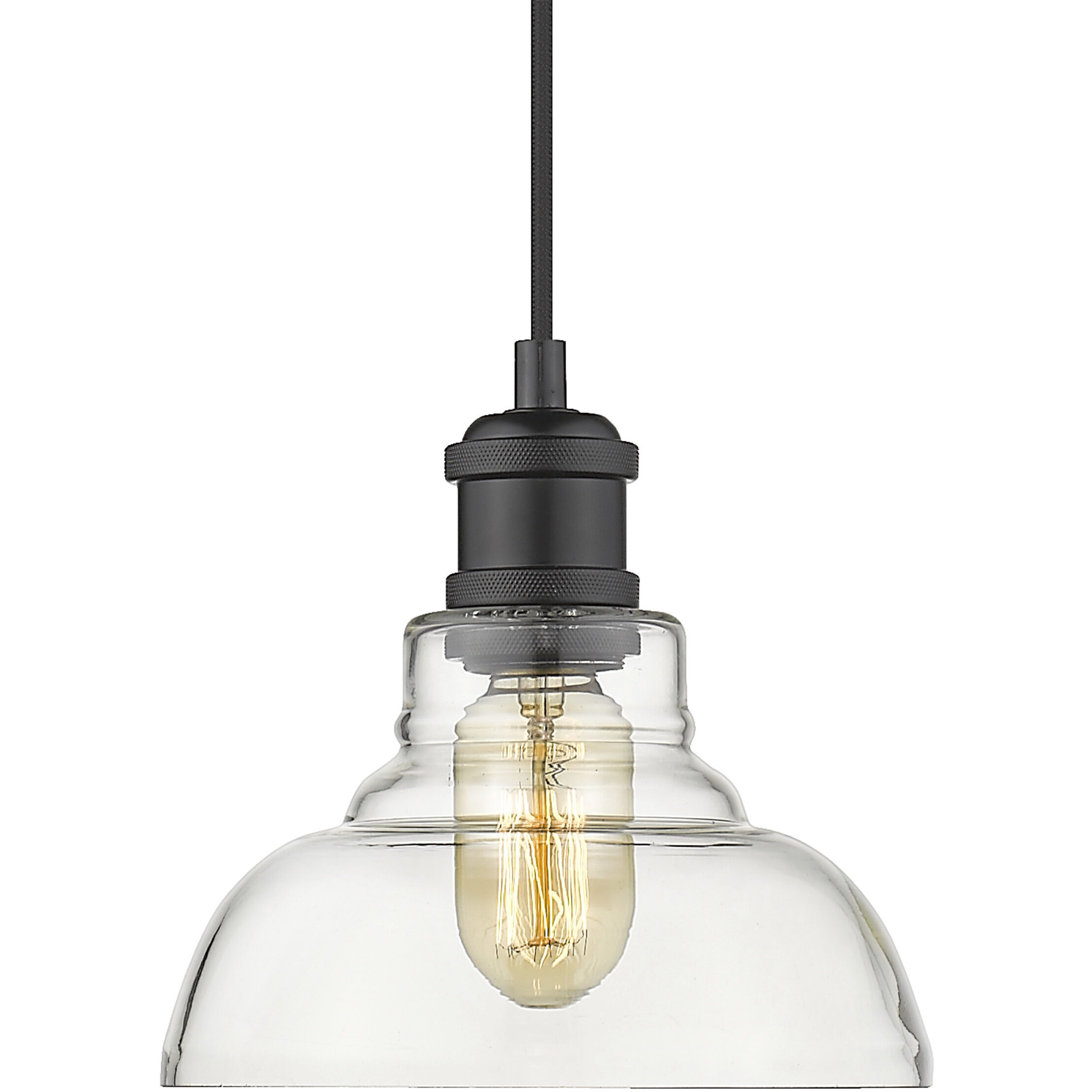 Yep Carver Pendant Ceiling Light in Matte Black, Clear Glass, Small