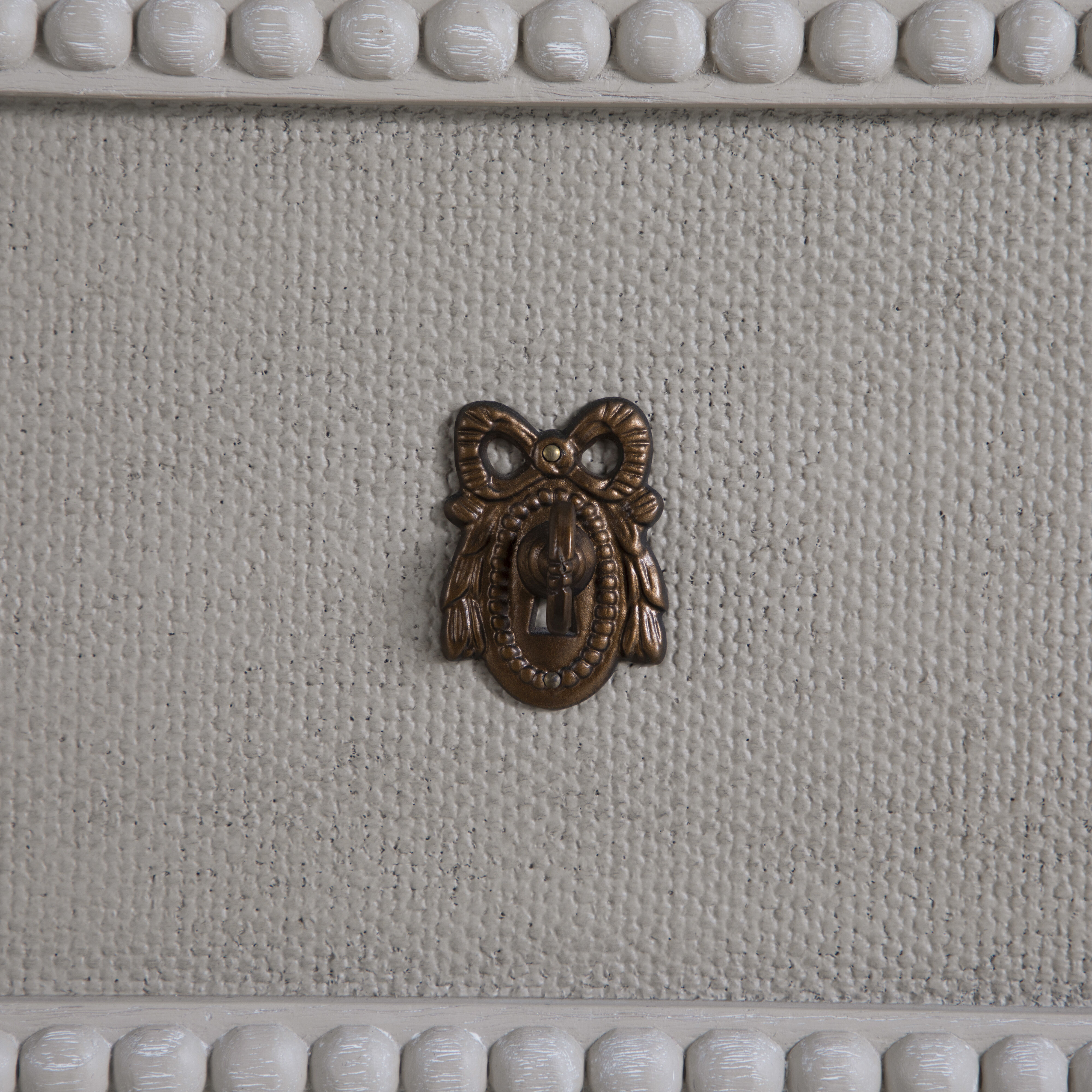 Caroline Cerused White and Painted Burlap Chest