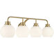 Contemporary 4 Light 32 inch Natural Brass Bathroom Vanity Light Wall Light