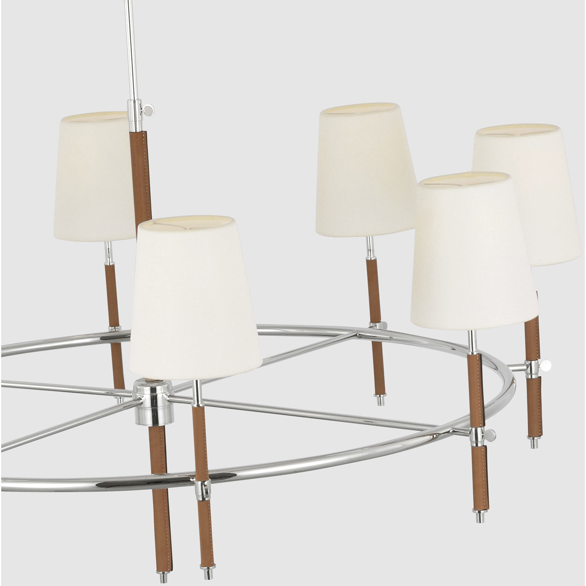Thomas O'Brien Bryant2 LED 41 inch Polished Nickel and Natural Leather Wrapped Ring Chandelier Ceiling Light