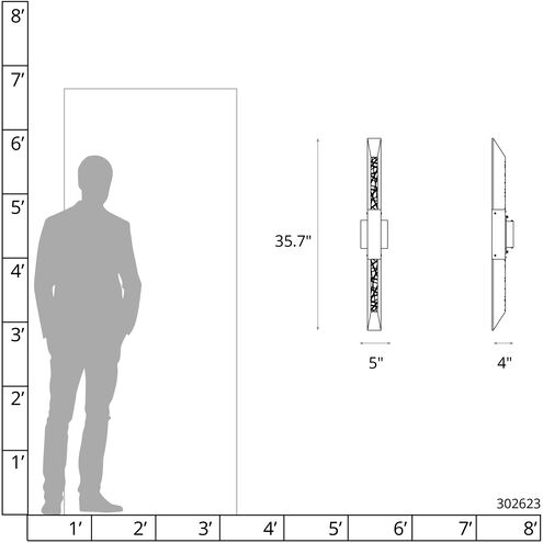 Refraction 2 Light 35.7 inch Coastal Black Outdoor Sconce, Large