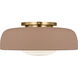 Richard June Liora 1 Light 15 inch Estate Brass Flush Mount Ceiling Light in LED, Toast Stoneware