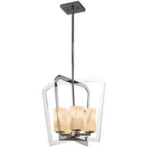 LumenAria 4 Light 18 inch Chandelier Ceiling Light in Polished Chrome, Cylinder with Flat Rim, Incandescent