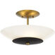 Bax 3 Light 13.88 inch Sand Coal and Soft Brass Flush Mount Ceiling Light