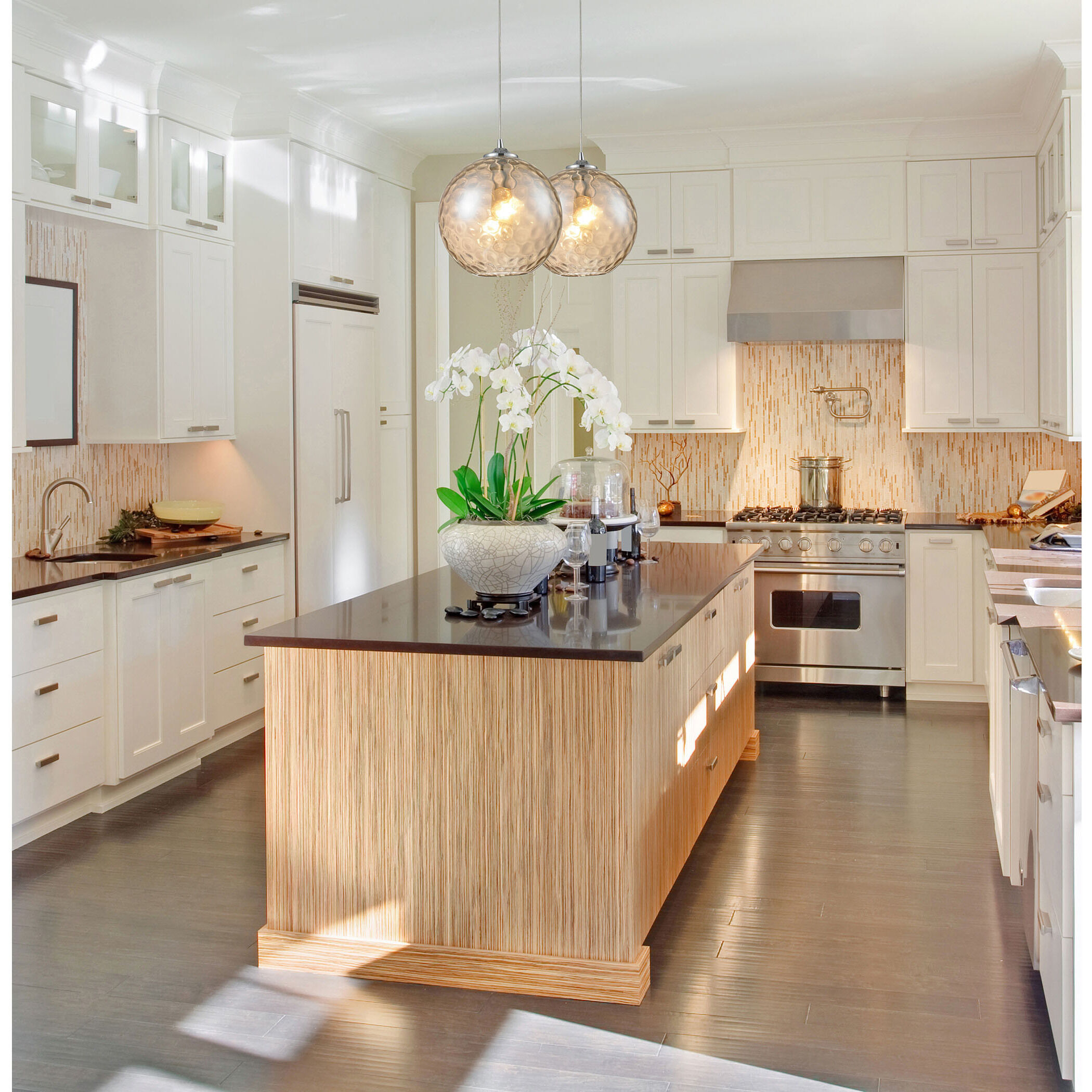 Watersphere 1 Light 10 inch Champagne Gold with Polished Chrome Mini Pendant Ceiling Light