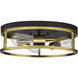 Canada 3 Light 16 inch Black and Gold Flush Mount Ceiling Light