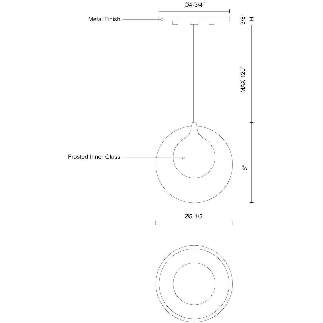 Bolla LED 5.5 inch Chrome Pendant Ceiling Light in Clear Glass Shade