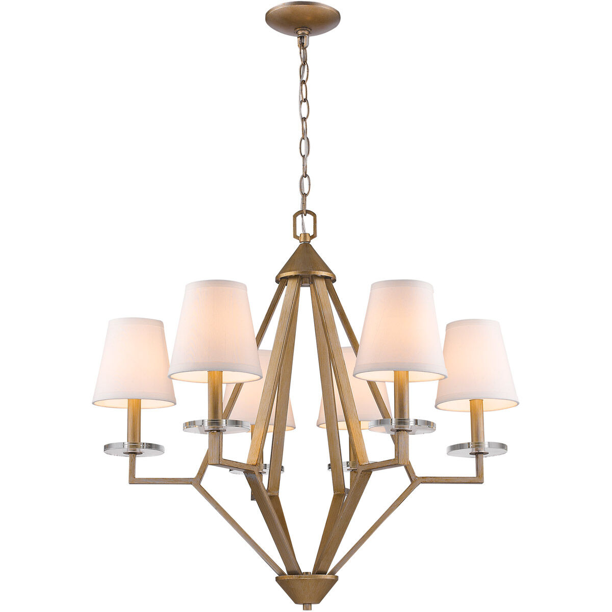 Easton 6 Light 28 inch Washed Gold Chandelier Ceiling Light