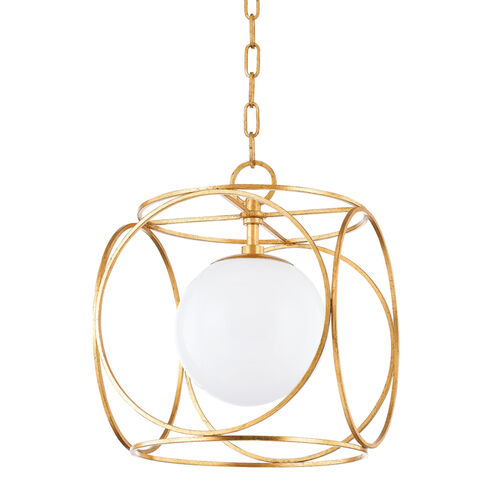 Claire 1 Light 12 inch Vintage Gold Leaf Pendant Ceiling Light