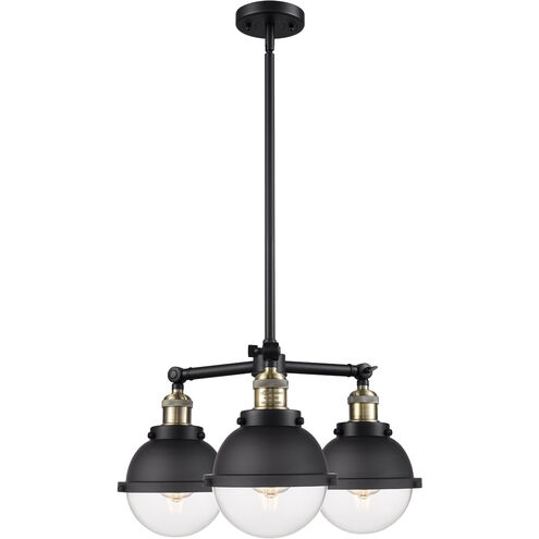 Franklin Restoration Hampden 3 Light 20 inch Matte Black Chandelier Ceiling Light in Seedy Glass