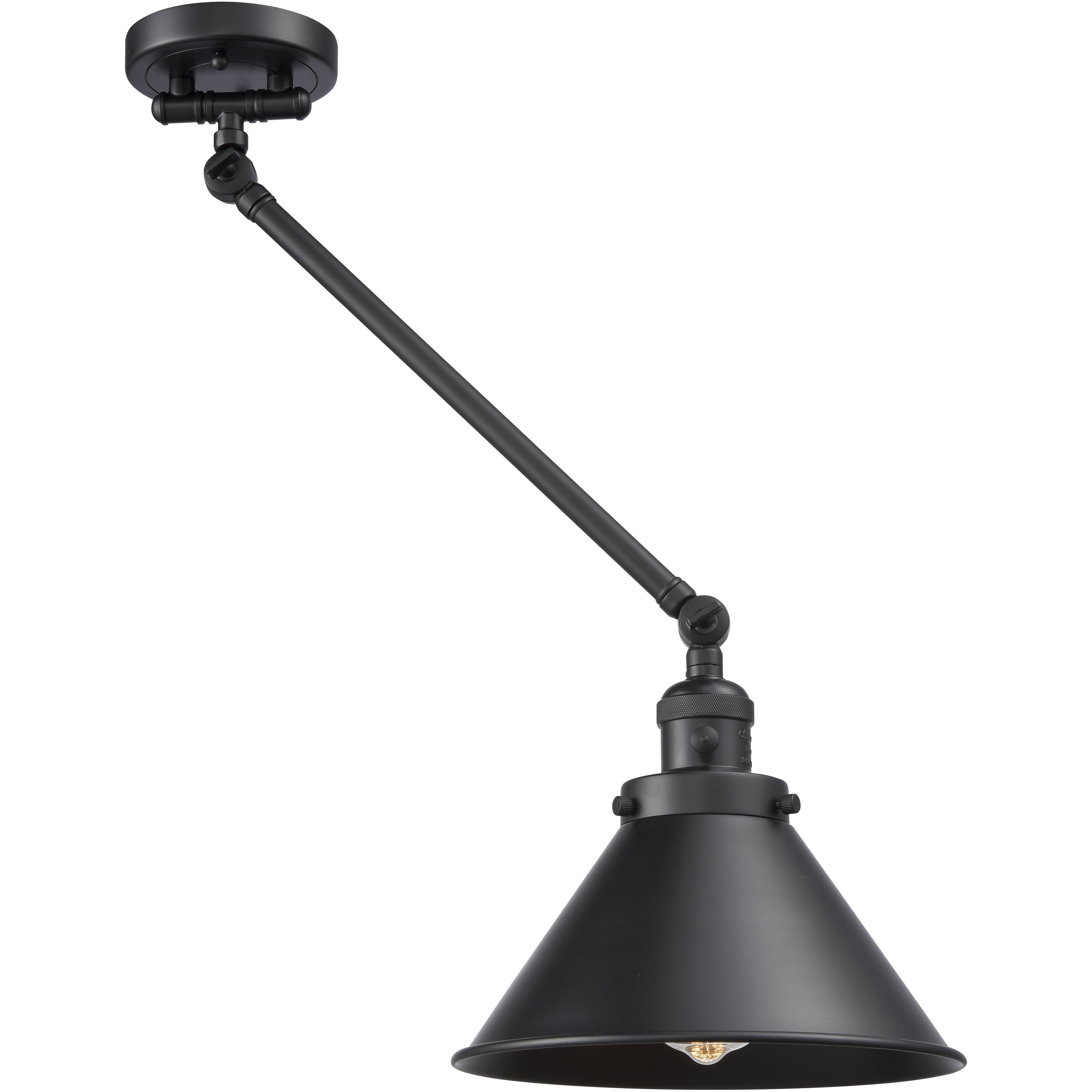 Briarcliff 21 inch 100 watt Matte Black Swing Arm Wall Light, Franklin Restoration