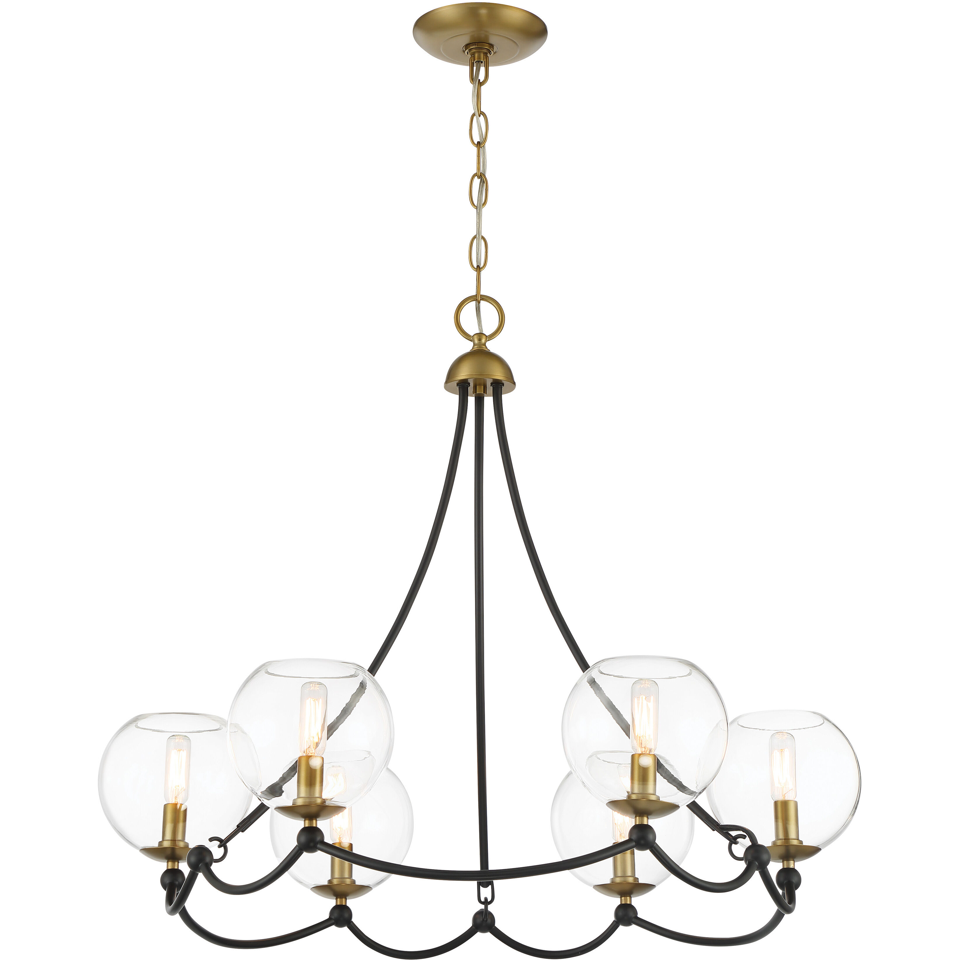 Vantage Kearney Park 6 Light 29 inch Coal and Soft Brass Chandelier Ceiling Light