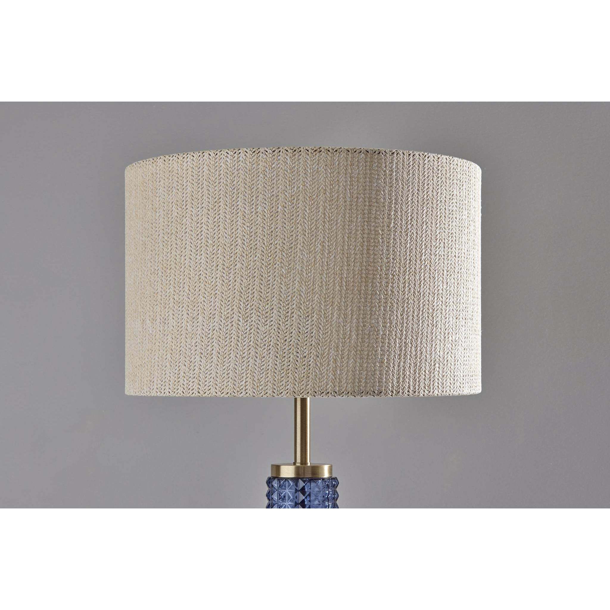 Delilah 64.5 inch 150.00 watt Antique Brass and Blue Textured Glass Floor Lamp Portable Light