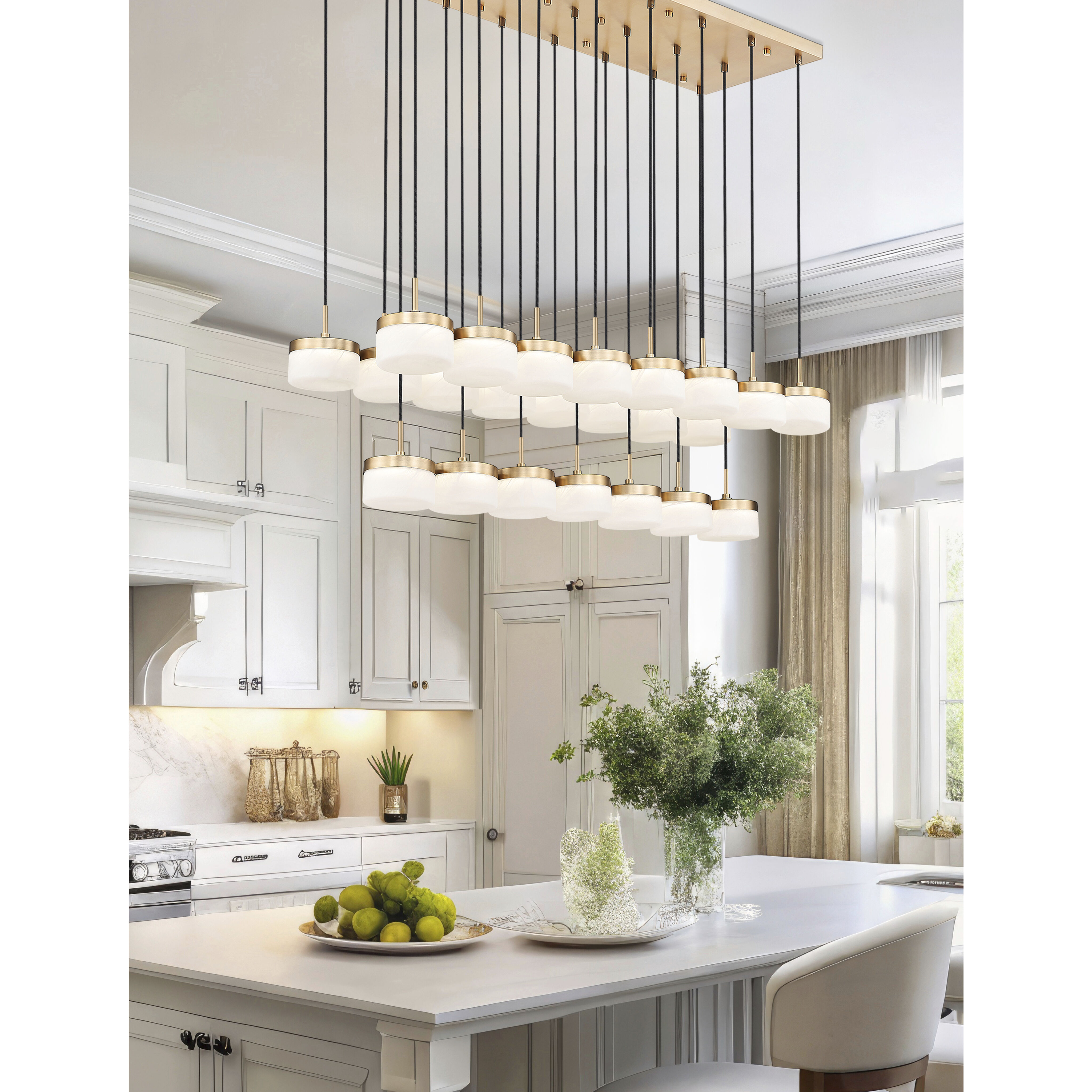 Renaud LED 58.75 inch Modern Gold Linear Chandelier Ceiling Light