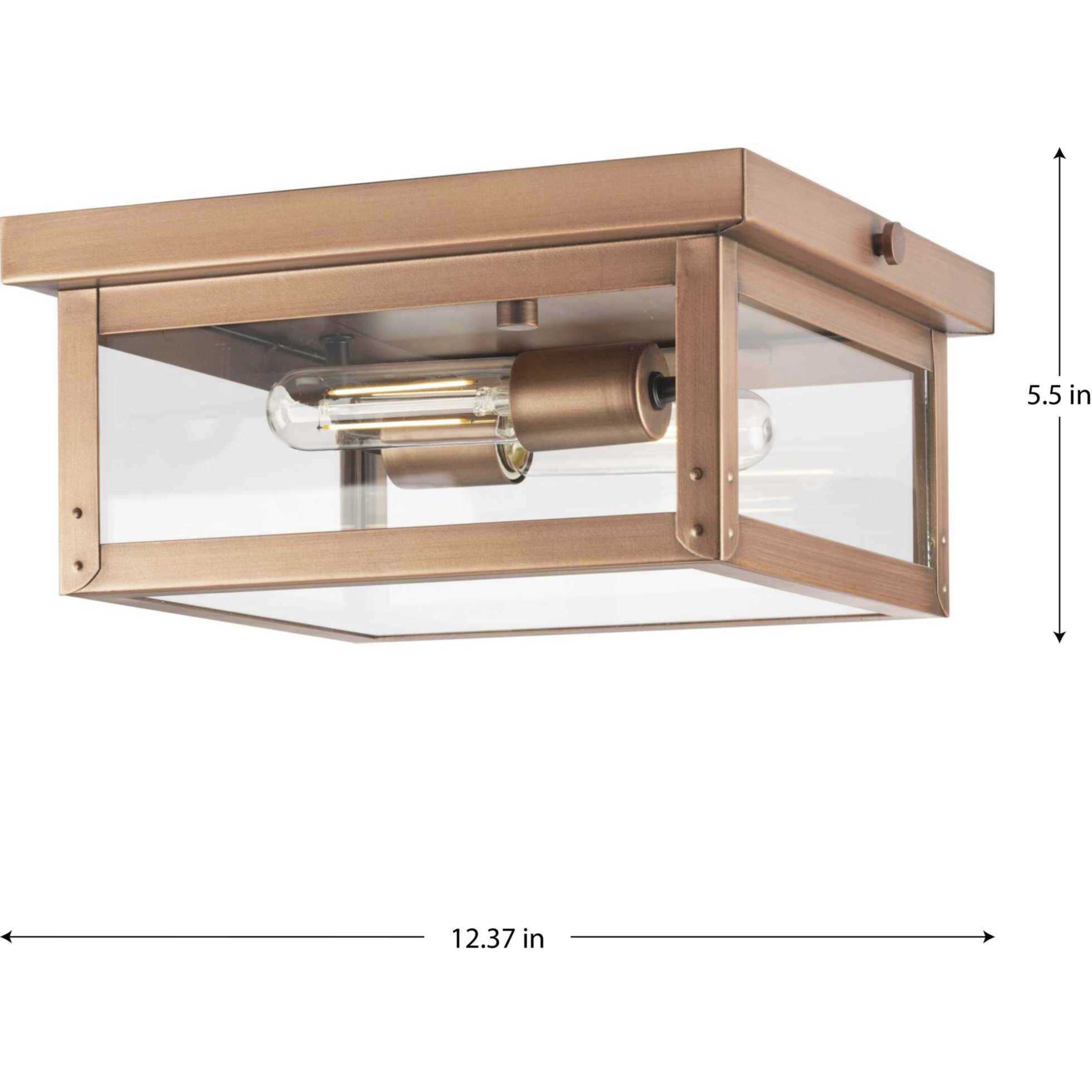 Union Square 2 Light 12.37 inch Antique Copper Flushmount Ceiling Light, Design Series