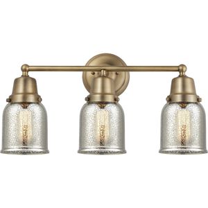 Aditi Bell 3 Light 21 inch Brushed Brass Bath Vanity Light Wall Light in Silver Plated Mercury Glass