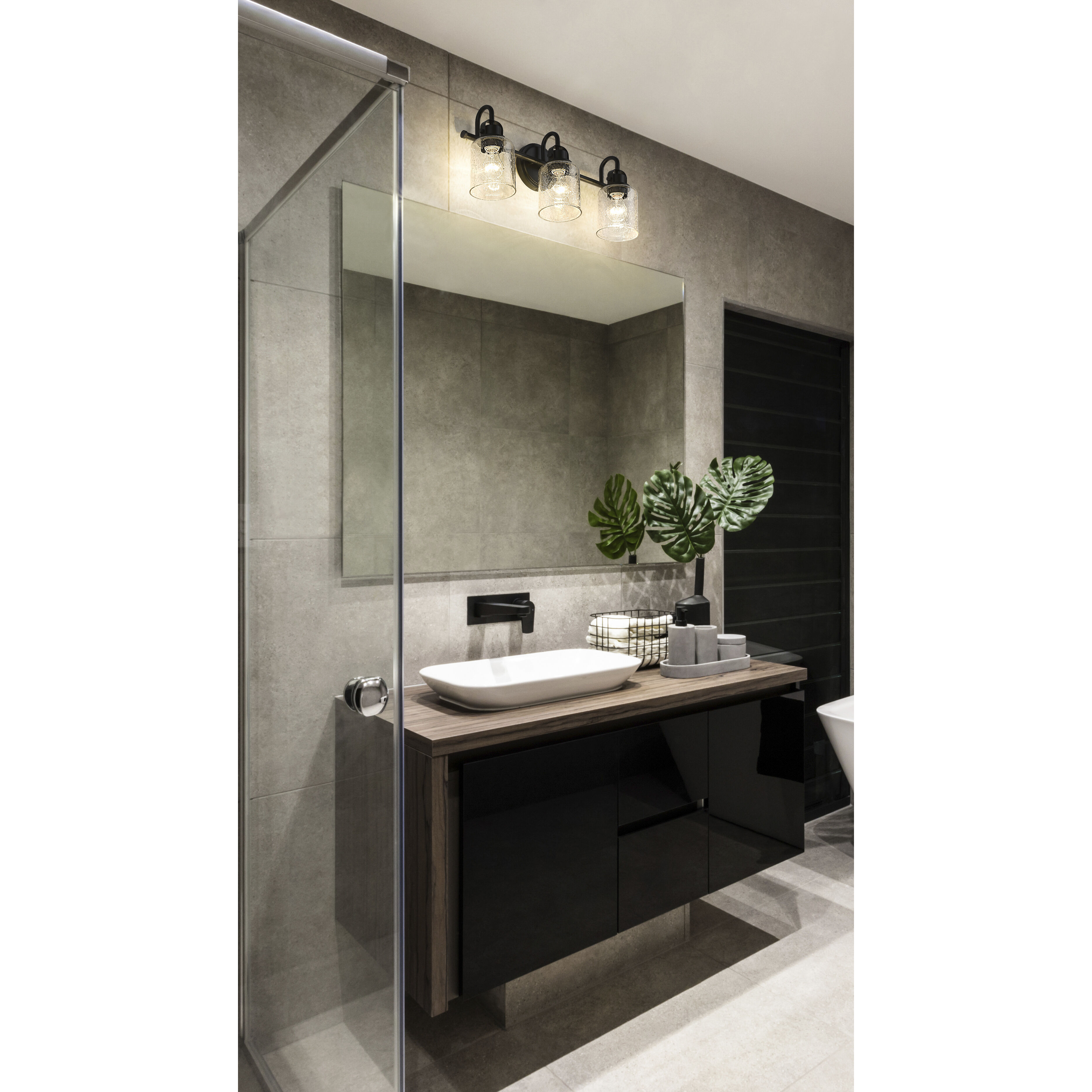 Kinsley 3 Light 22 inch Matte Black Vanity Wall Light