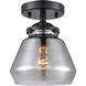 Nouveau Fulton LED 7 inch Oil Rubbed Bronze Semi-Flush Mount Ceiling Light in Plated Smoke Glass, Nouveau