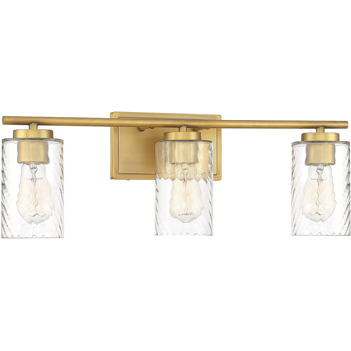 Transitional 3 Light 24 inch Natural Brass Bathroom Vanity Light Wall Light