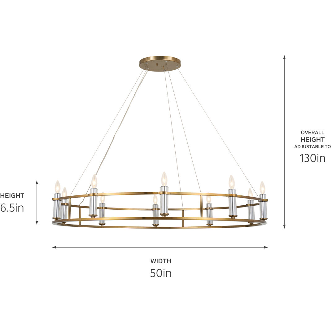 Rosalind 10 Light 50 inch Brushed Natural Brass Chandelier Ceiling Light