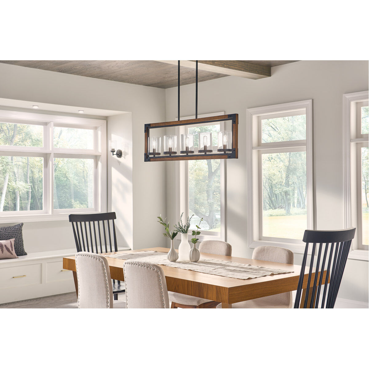 Marimount 5 Light 4.25 inch Auburn Stained Chandelier Linear Ceiling Light