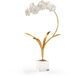 Chelsea House Antique Gold Leaf/White Glaze/Clear Orchid on Stand Accent