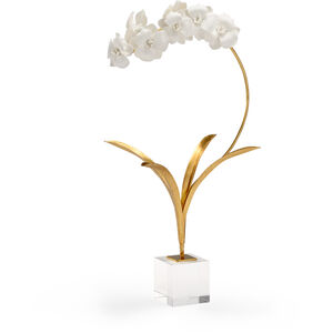 Chelsea House Antique Gold Leaf/White Glaze/Clear Orchid on Stand Accent
