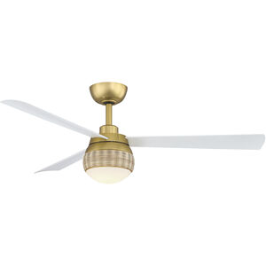 Paget 52 inch Brushed Satin Brass with Matte White Blades Indoor/Outdoor Ceiling Fan