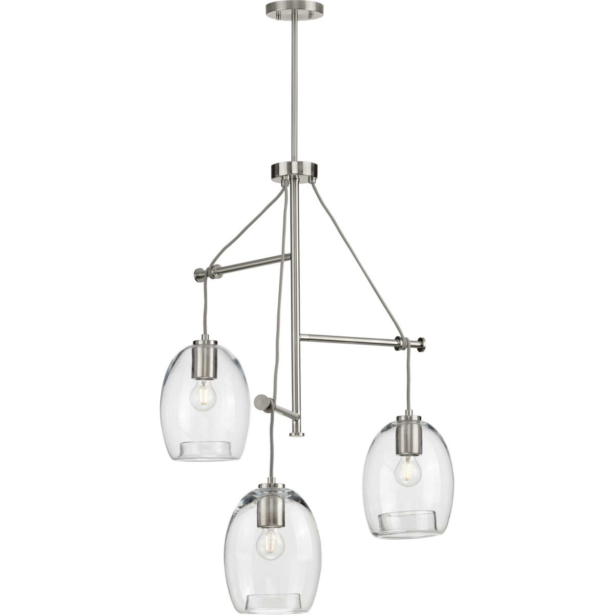 Caisson 3 Light Brushed Nickel Pendant Ceiling Light
