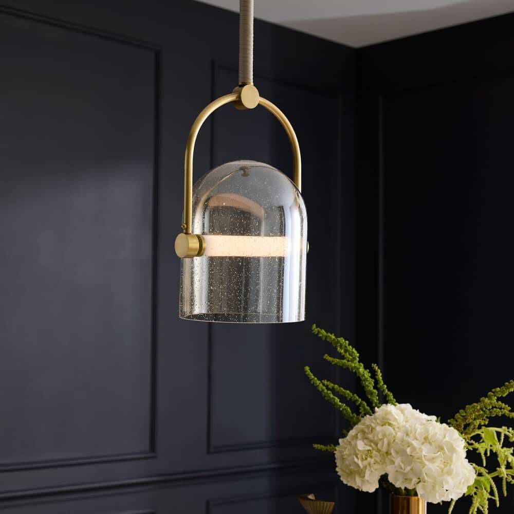 Marco 1 Light 10 inch Bone with Antique Brass Pendant Ceiling Light, Small