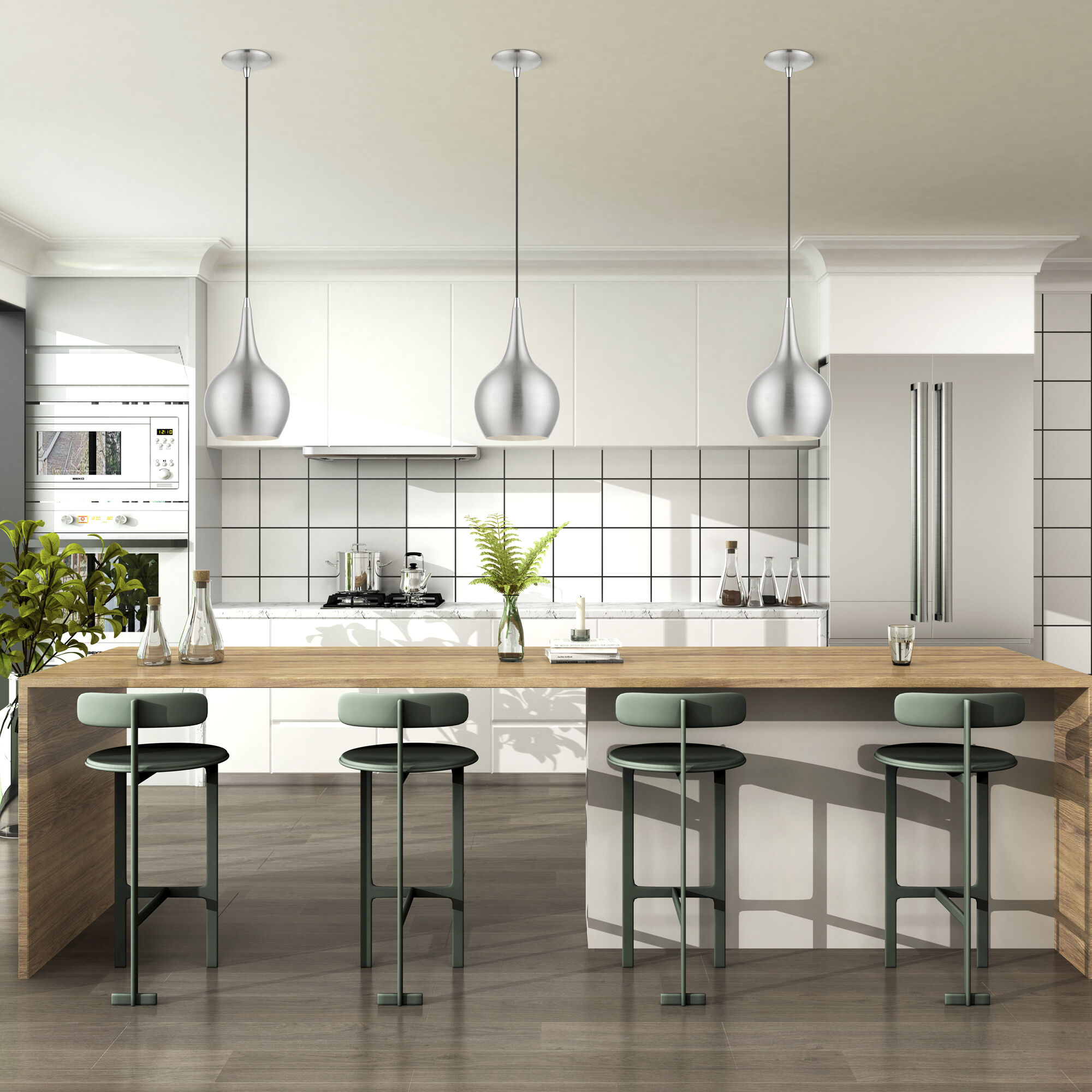 Andes 1 Light 8 inch Brushed Nickel with Polished Chrome Accents Mini Pendant Ceiling Light