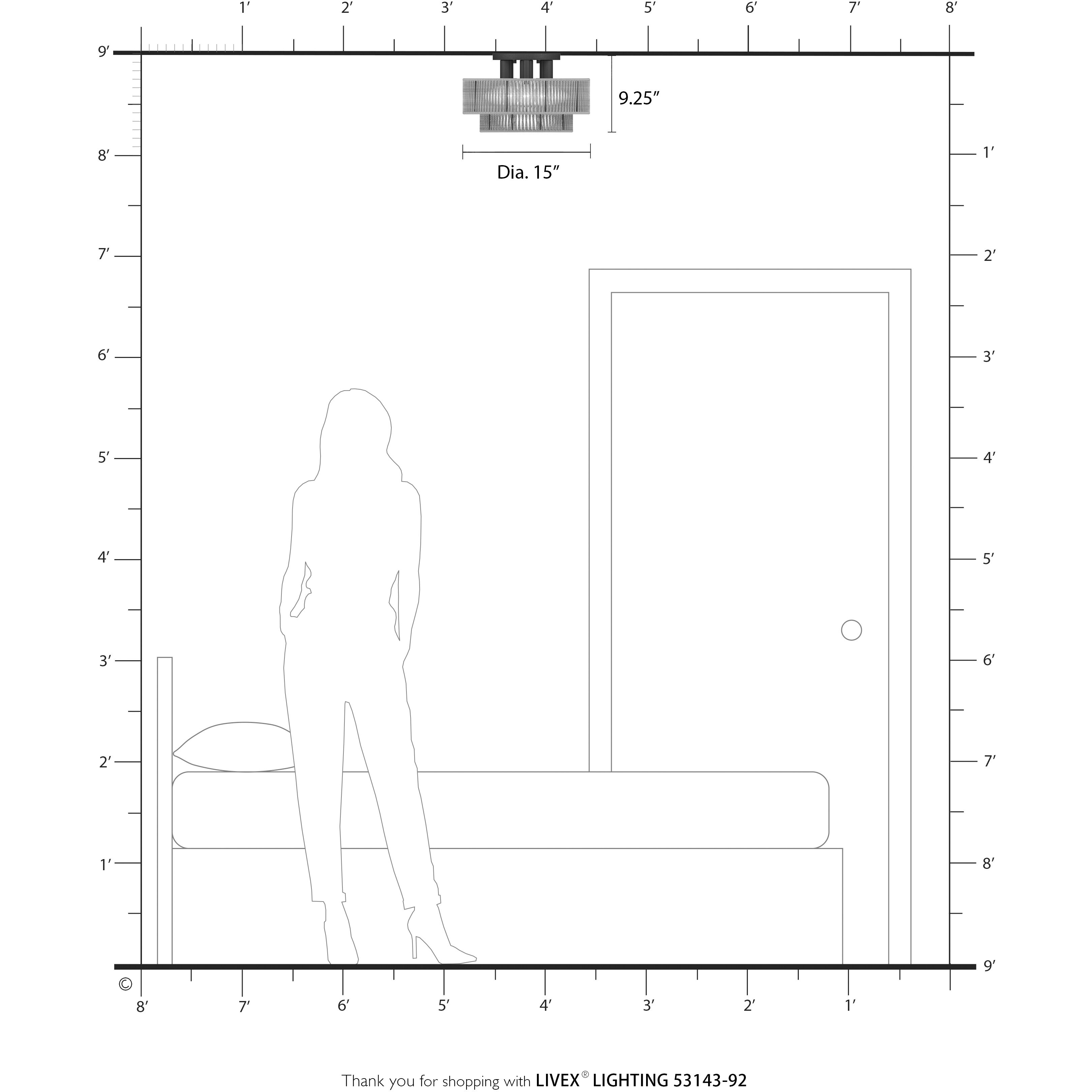 Acordia 3 Light 15 inch English Bronze Semi Flush Mount Ceiling Light, Large