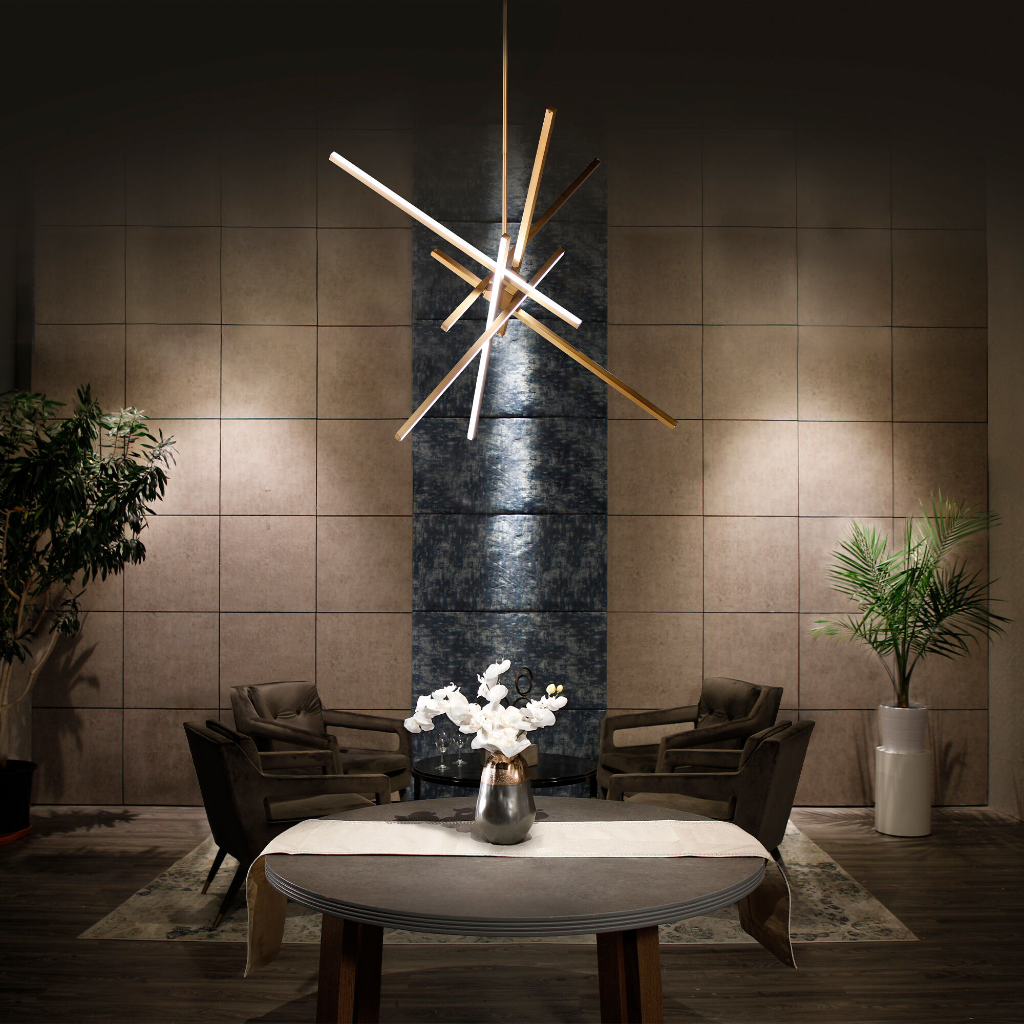 Parallax LED 28.75 inch Aged Brass Pendant Ceiling Light, dweLED