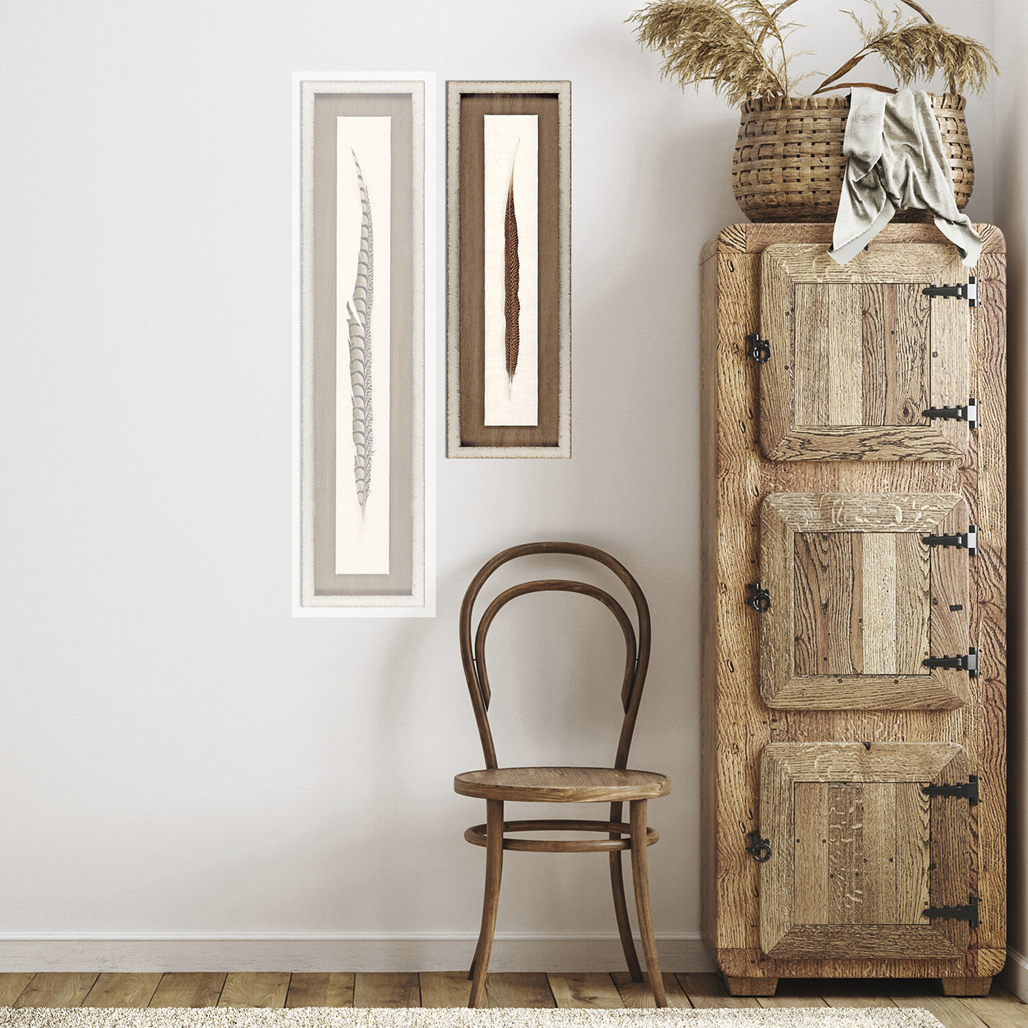 Lady Amhurst Feather Pheasant Feather Brown and Black and Neutral Framed Art