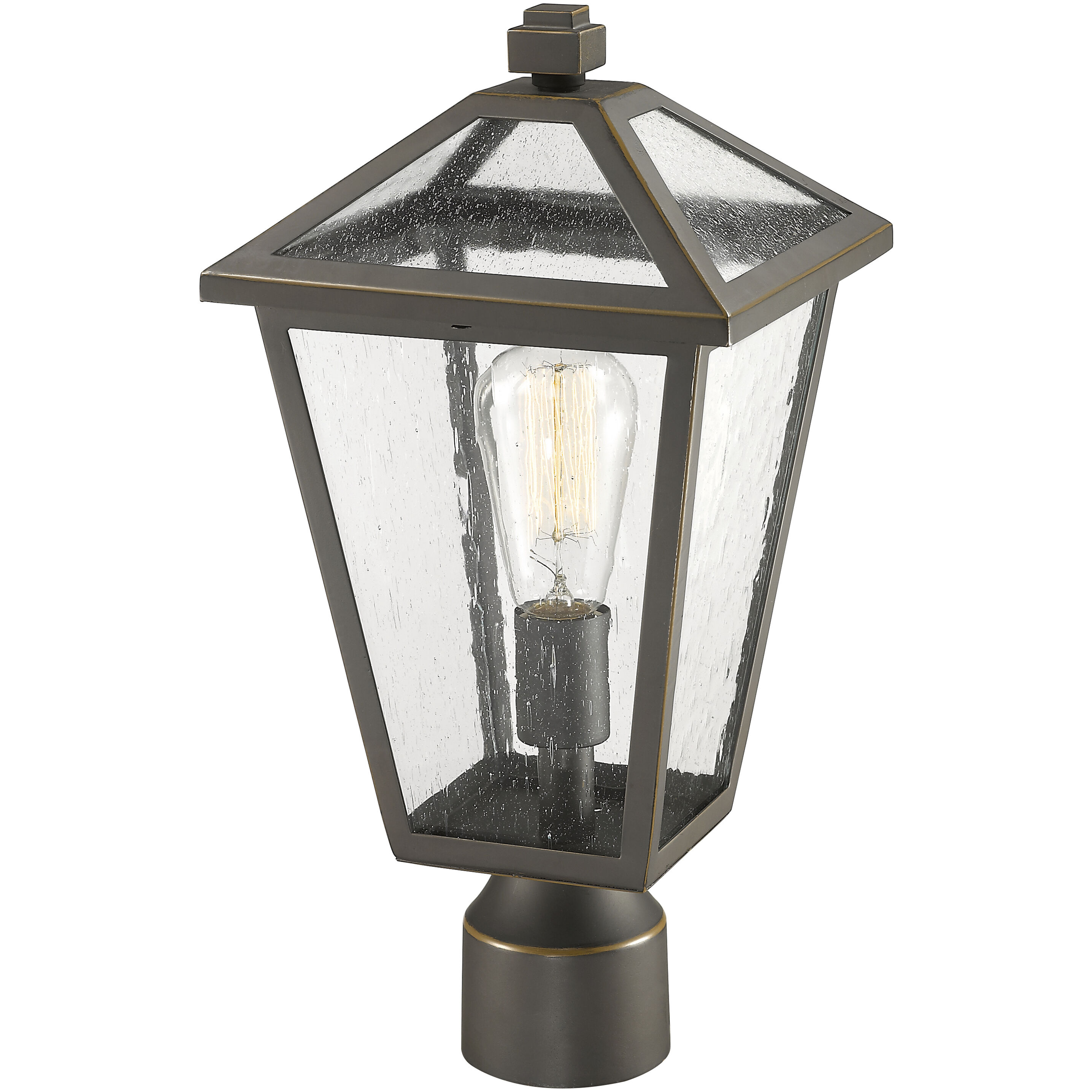 Talbot 1 Light 16.5 inch Oil Rubbed Bronze Outdoor Post Mount Fixture in Seedy Glass