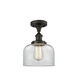 Ballston Large Bell LED 8 inch Oil Rubbed Bronze Semi-Flush Mount Ceiling Light in Clear Glass, Ballston