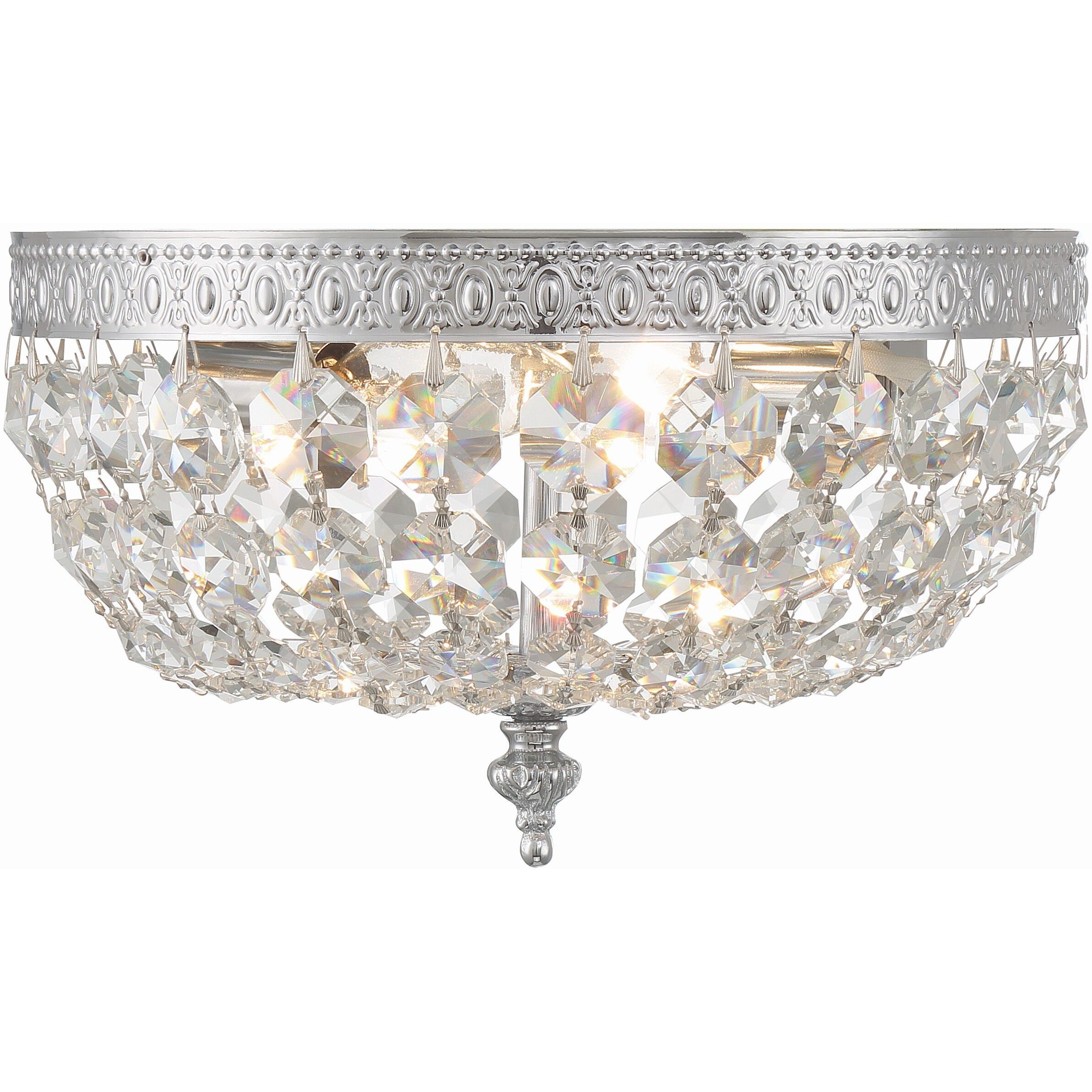 Waltham 2 Light 10 inch Polished Chrome Flush Ceiling Light in Clear Italian