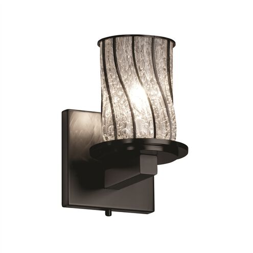 Wire Glass Wall Sconce Wall Light in Matte Black, Swirl with Clear Bubbles, Incandescent