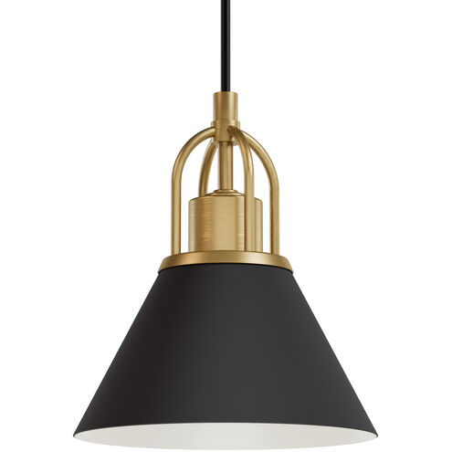 Carrington Isle 1 Light 7 inch Flat Matte Black and Luxe Gold Pendant Ceiling Light, Mini