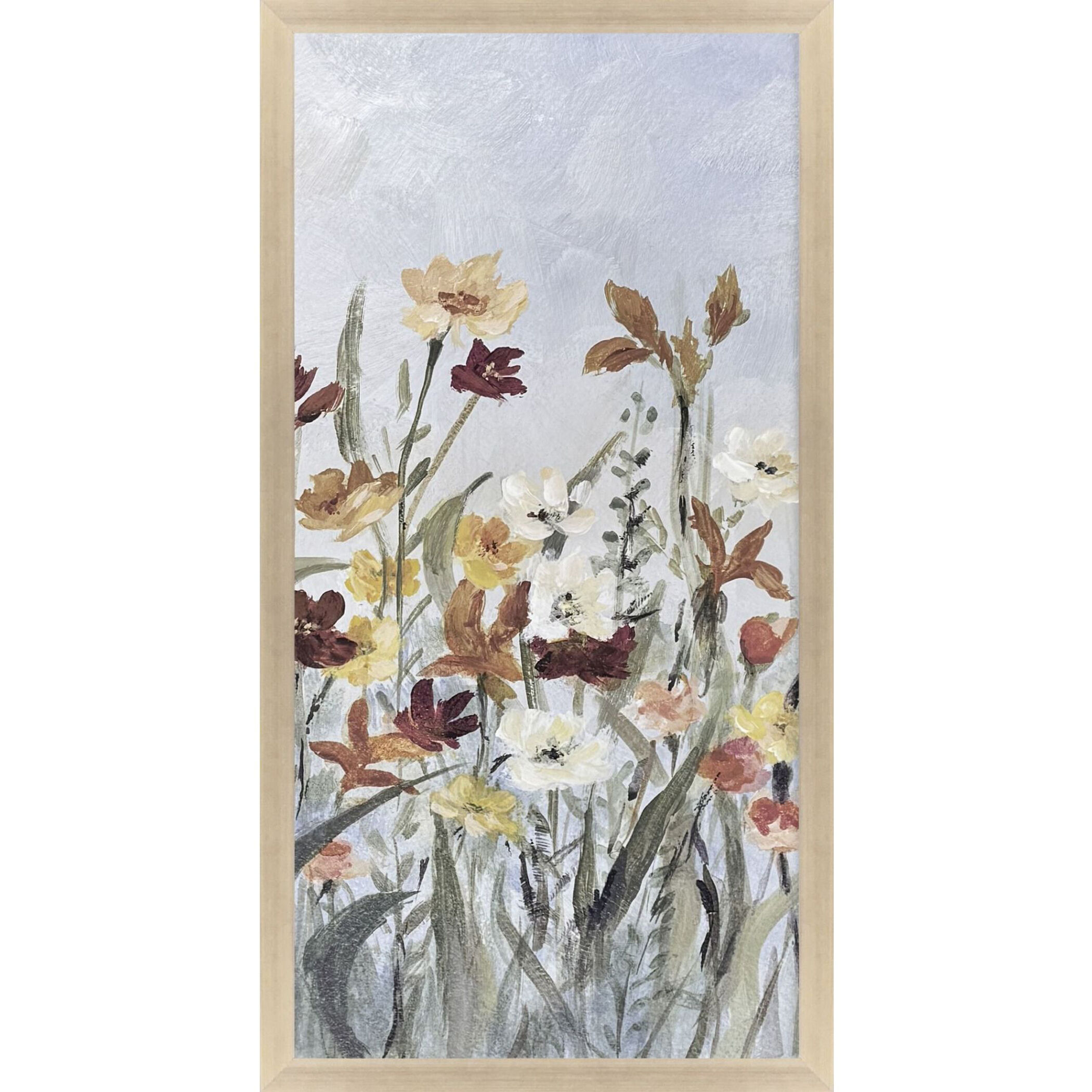 Flourish Wild Flower Green and Blue and Multi and Rust Framed Art