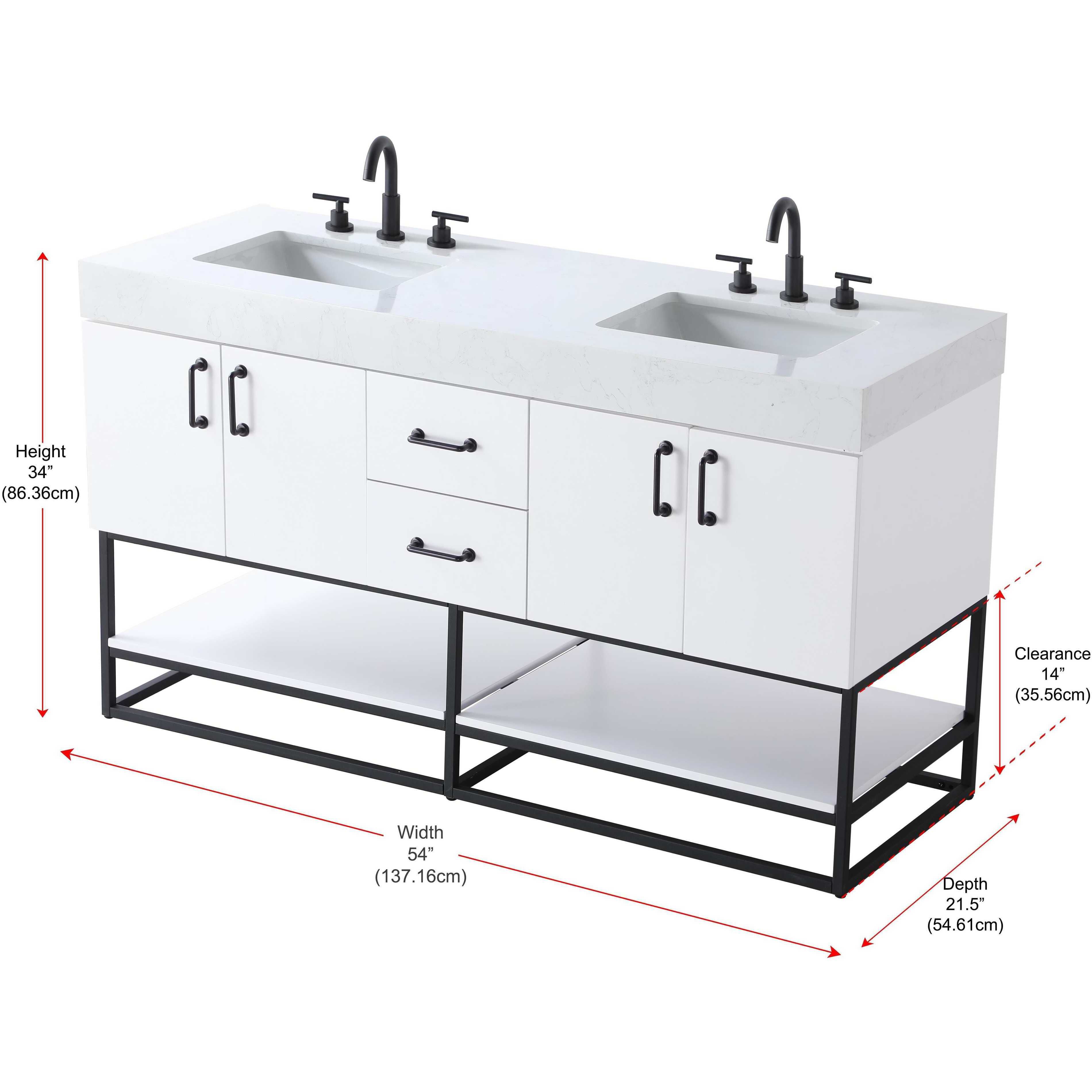Caroline 54 X 34 inch White Bathroom Vanity Cabinet