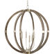 Bastian 6 Light 31 inch Chateau Gray/Contemporary Silver Leaf Orb Chandelier Ceiling Light